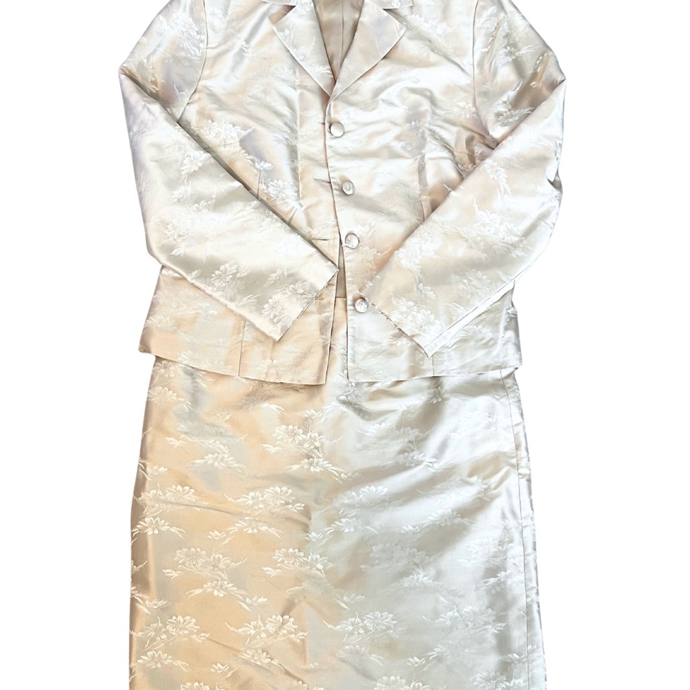 Talbots Pure Silk Cream Jacket and Skirt Set